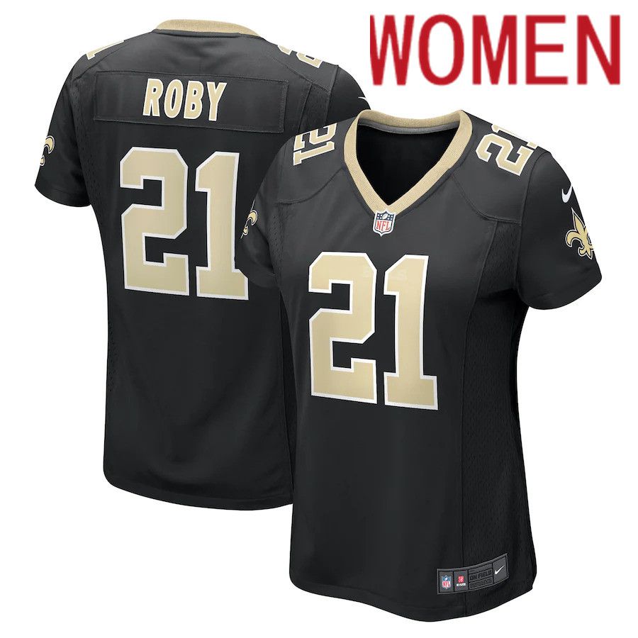 Women New Orleans Saints #21 Bradley Roby Nike Black Game NFL Jersey->women nfl jersey->Women Jersey